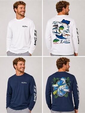 Bundle of 2 long-sleeve performance fishing shirts both size XL F.H. Davis